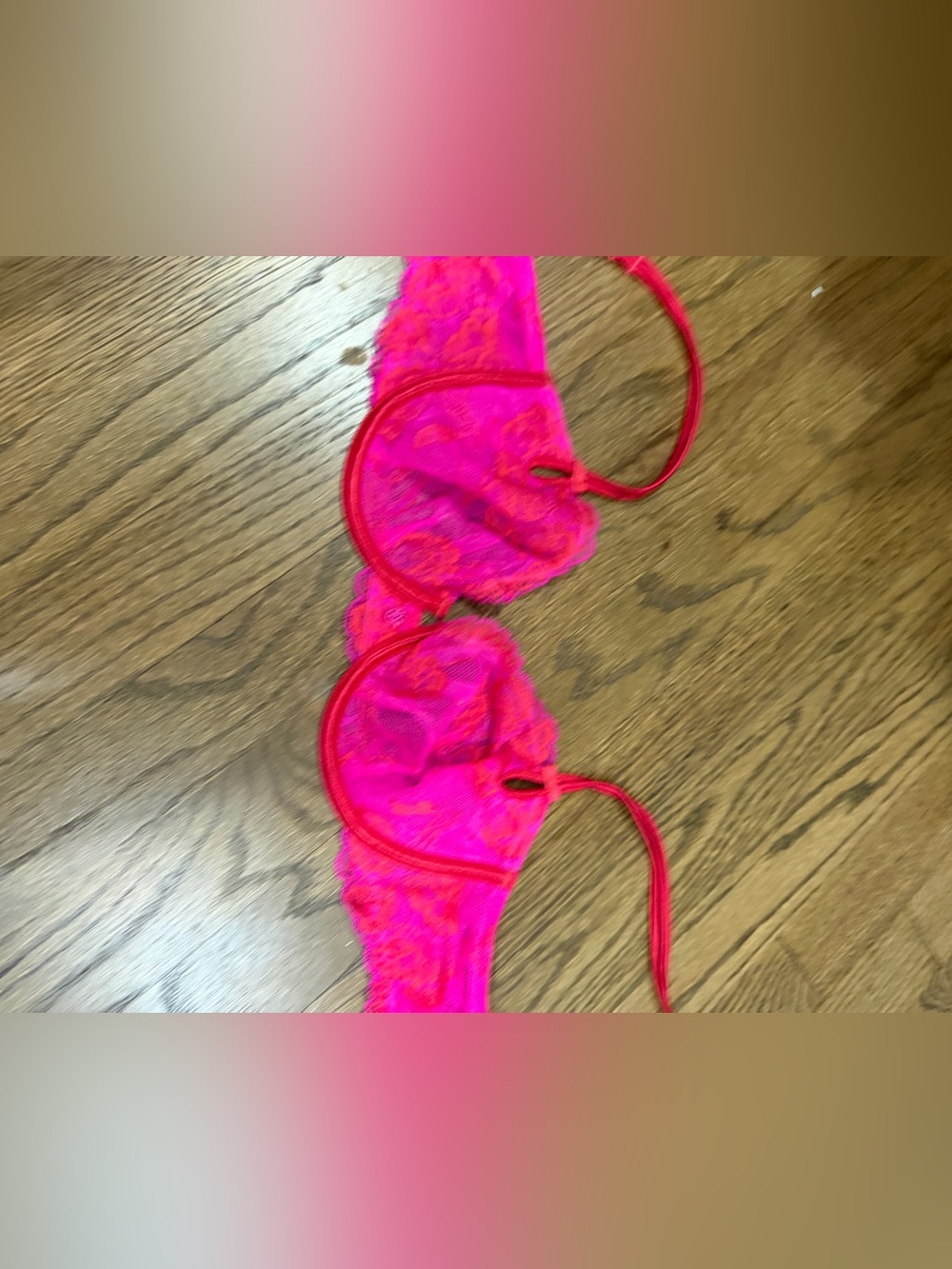 Victoria's Secret Bright Pink Lace Trim Bra